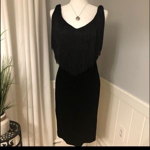 Black velvet flapper style dress